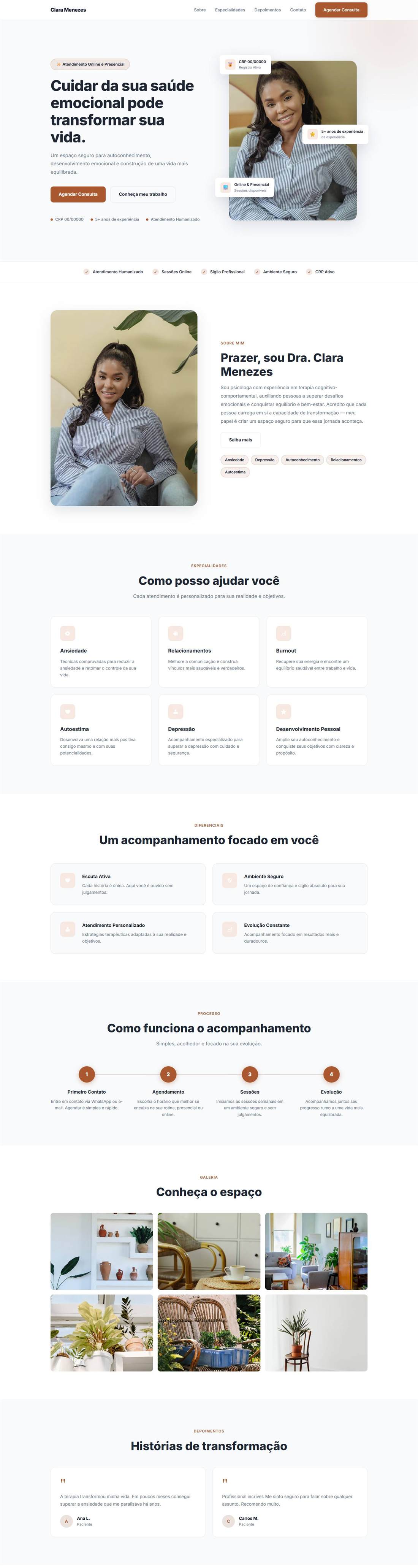 Site de exemplo com o modelo Lumina
