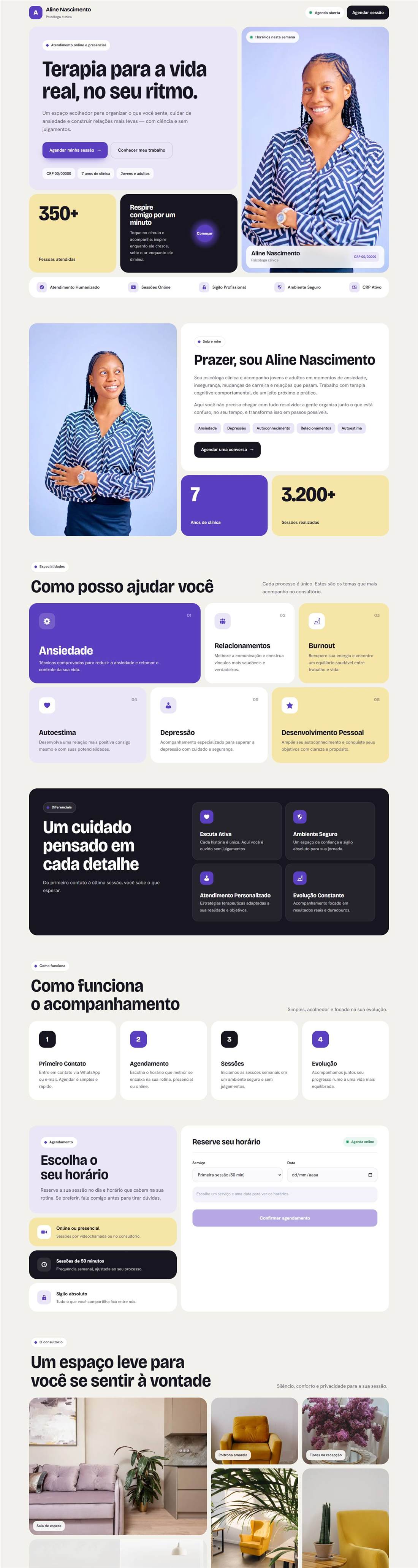 Site de exemplo com o modelo Mosaico