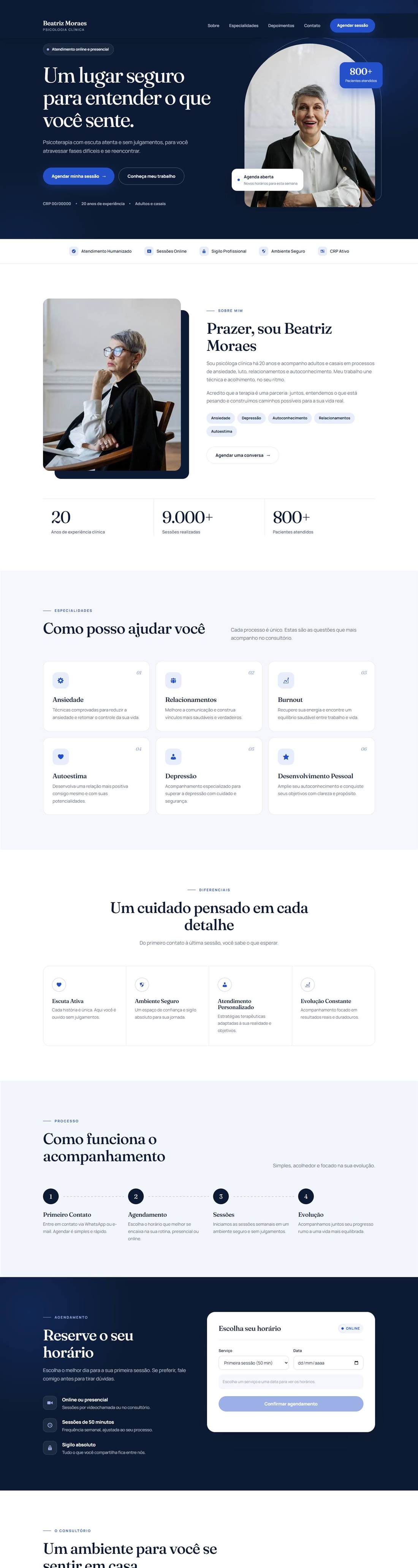 Site de exemplo com o modelo Safira