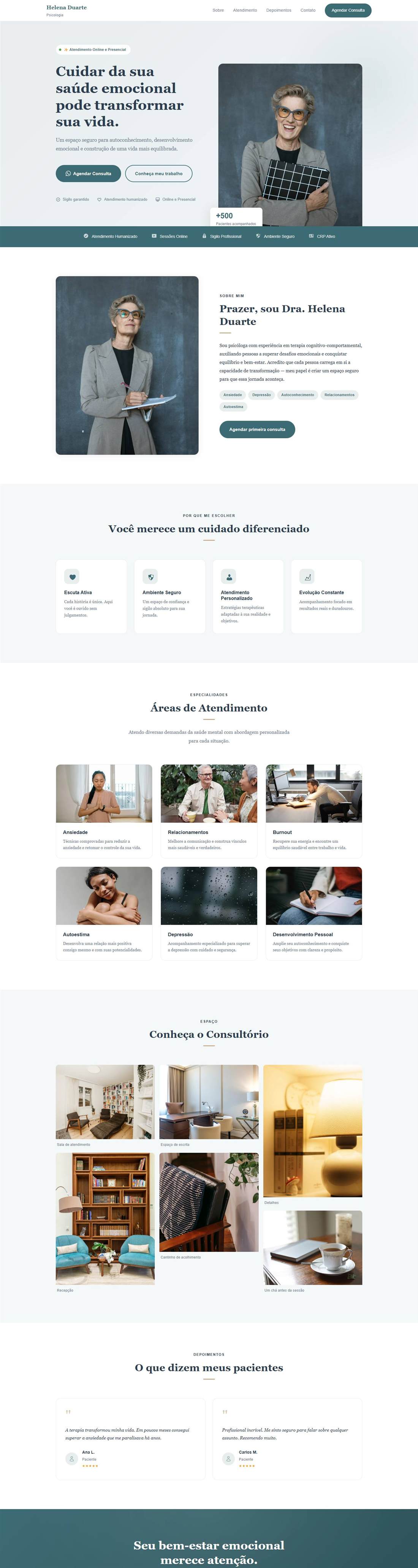 Site de exemplo com o modelo Serenity